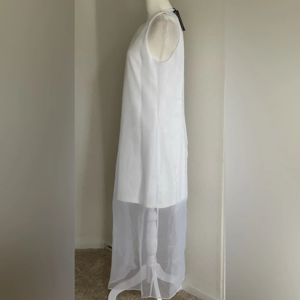 Kenneth Cole Women's Sheer-Overlay White Midi Dress - Picture 7 of 10